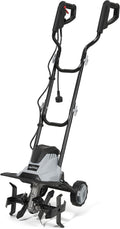 Dapper Supply 14 Electric Tiller Cultivator, 10Amp Corded Garden Rototiller with 4 Steel Tines, Adjustable Depth Wheels, Foldable Handle, Lightweight Portable Soil Cultivator for Gardening