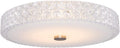 Kira Home Maxine 15' Modern Integrated LED Crystalline Flush Mount (25W), 3000K Warm White Light Low-Profile Clear Crystal Ceiling Light with Heavy Frosted Glass Diffuser, White Finish