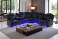 A Ainehome Power Furniture Reclining Sectional Sofa Set, Living Room Power Recliner Adjustable Sofa, Loveseat and Chair with USB Chargers/Storage Console for Living Room/Office(A-Black)