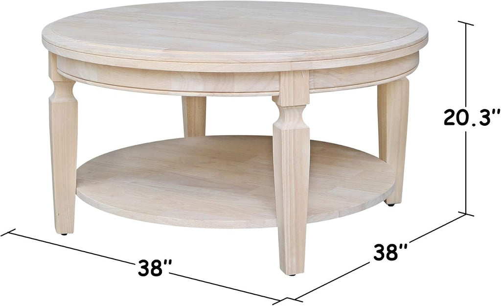 IC INTERNATIONAL CONCEPTS Vista Round Coffee Table Unfinished