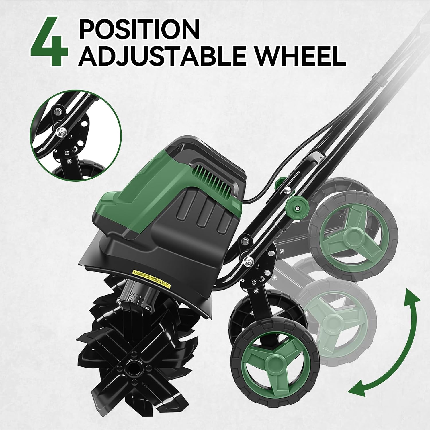 Prostormer Electric Garden Tiller Cultivator, 15-Amp 18-Inch Corded Tilling Machine for Lawn, Yard, and Gardening Care, Portable Garden Rototiller with Adjustable Wheels