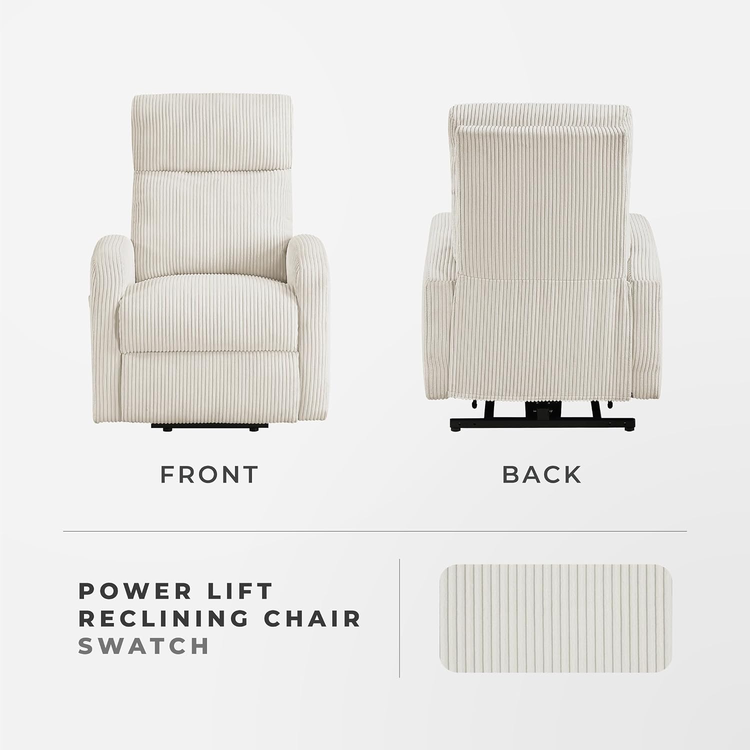 Lexicon Power Lift Recliner Chair for Elderly with Remote Control, Gentle Lift Motion, Side Pocket Armrest, Corduroy Upholstered Electric Recliner for Living Room/Bedroom, Easy Assembly, Beige