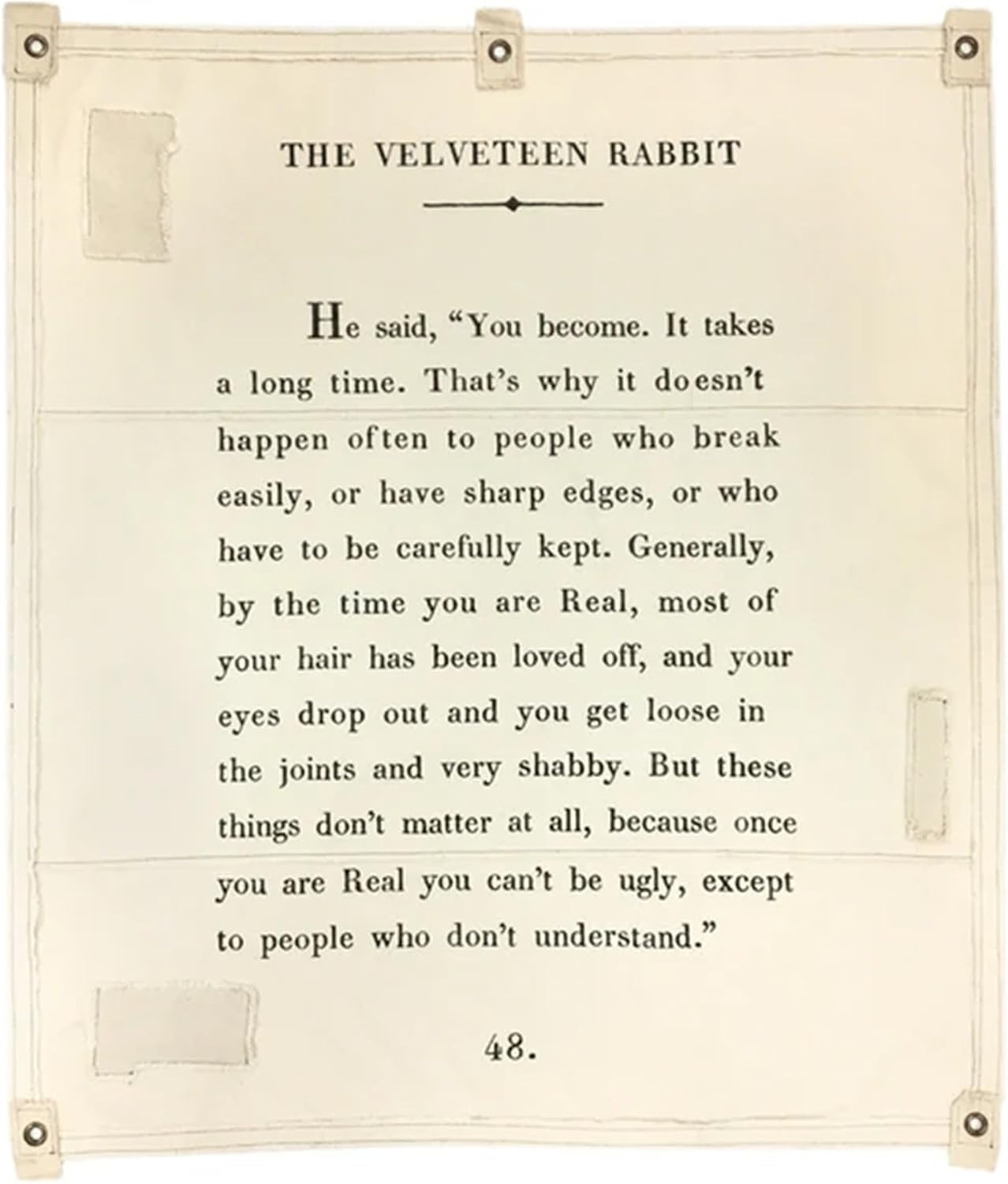 Sugarboo 'The Velveteen Rabbit' Handmade Canvas Wall Hanging Tapestry With Quote - 46 x 57 Inches - for Bedroom, Kitchen, and Living Space Décor