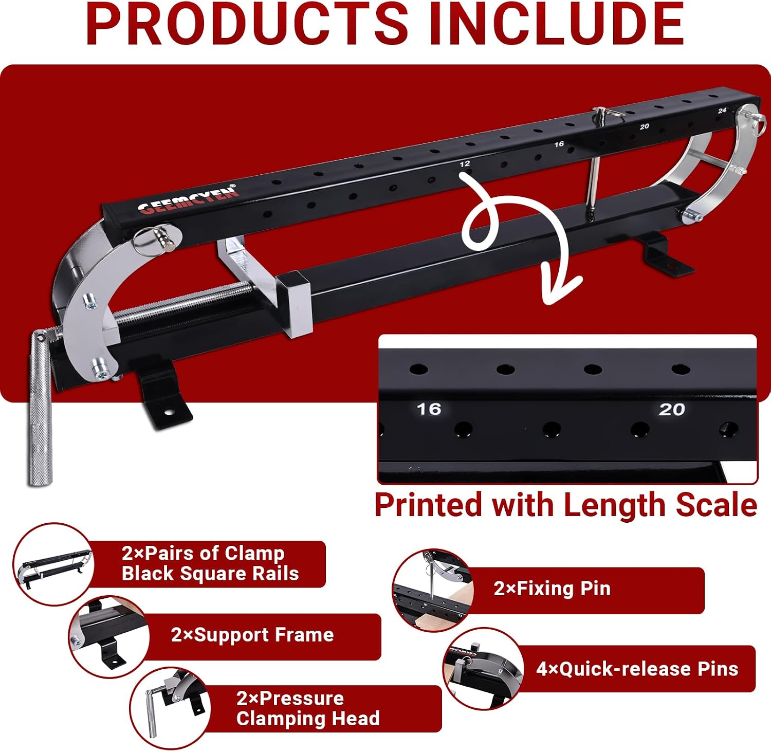 24 inch Panel Clamps 2 Pack,4-Way Pressure Steel Panel Clamps for Board Cabinet, Tabletops, Woodwork and Cabinet Making, Adjustable parallelogram Couplers, Cutting Board Clamps For Precision Projects