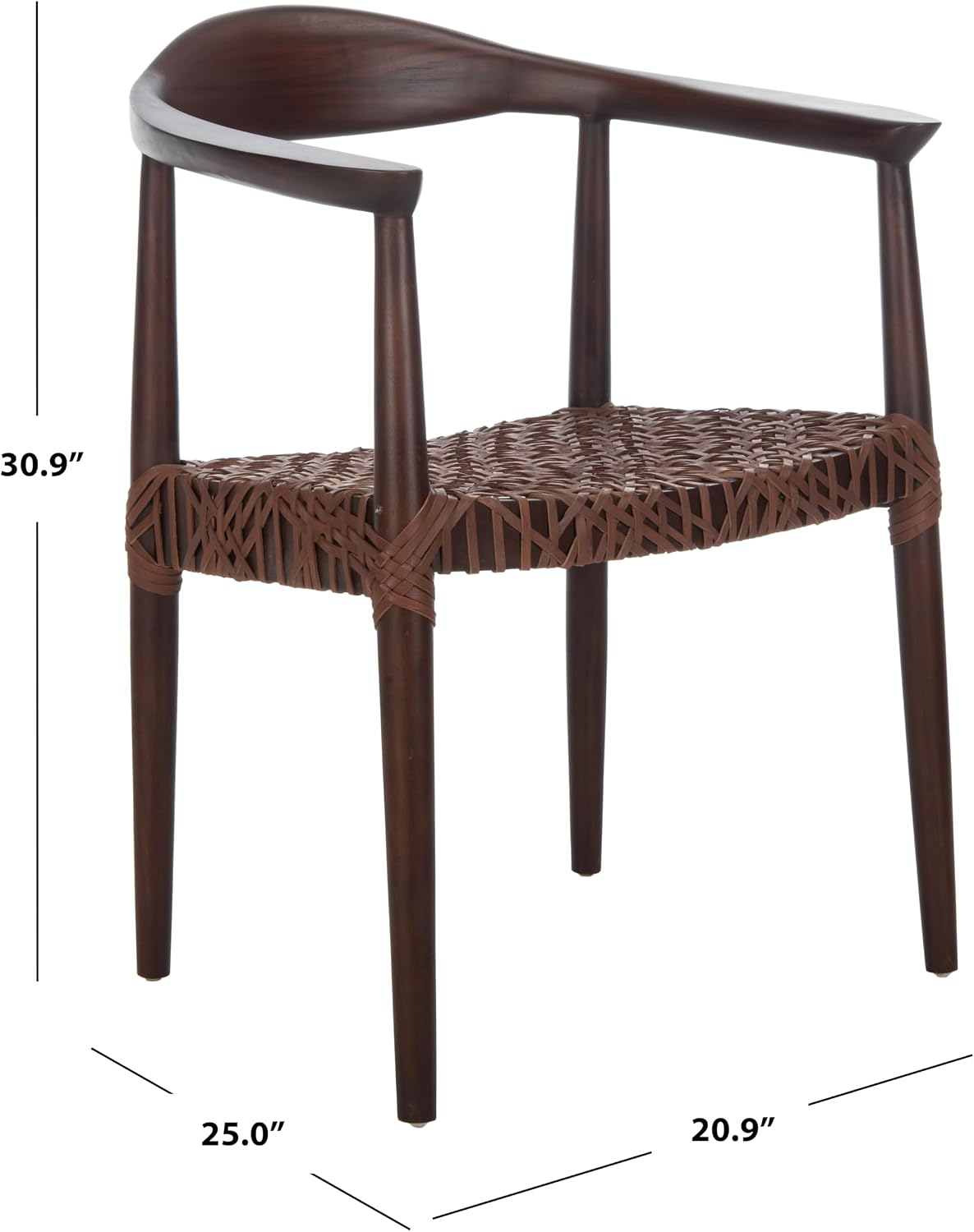 Safavieh Home Juneau Walnut and Brown Leather Woven Accent Chair