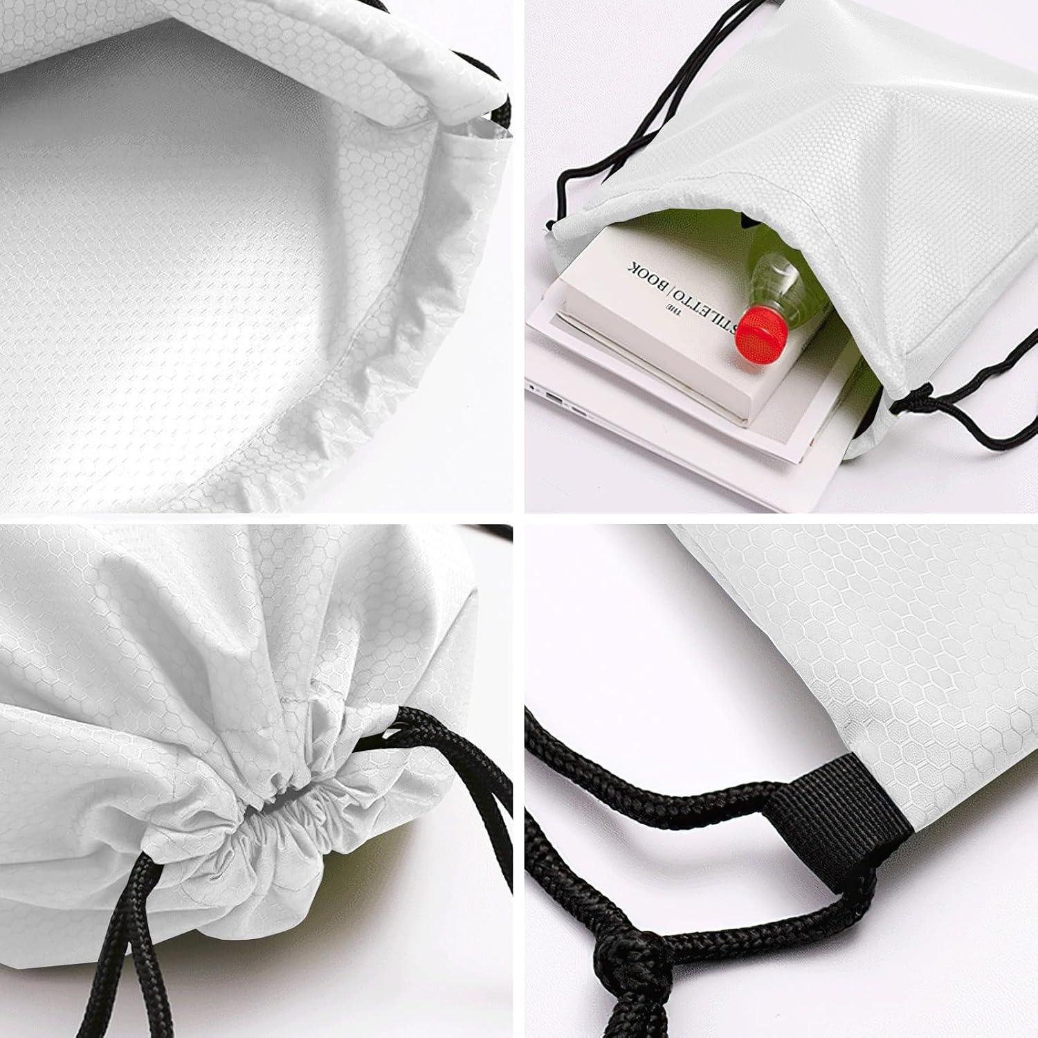 Custom Drawstring Backpack with Logo/Text Personalized Bulk Beach Draw String Bags for Small Business Swim Sport Camping Vacation Travelling Gym Men Women-50 PCS