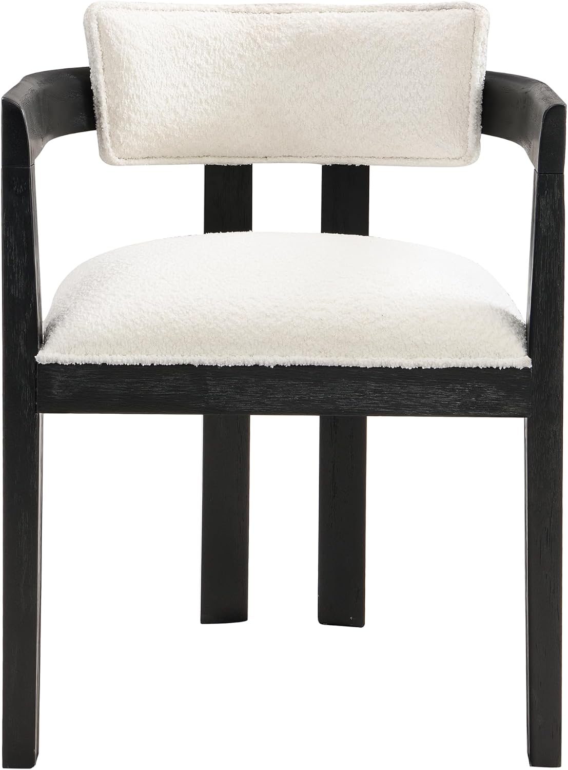 Christopher Knight Home Falcon Boucle Fabric Upholstered Dining Chairs Set of 2, Modern Wooden Dining Armchair, Curved Backrest Kitchen Side Chair,Living Room Accent Chair Extra Seat,Black+Milky White