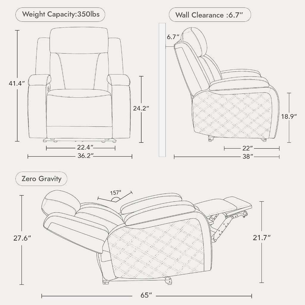 Watson & Whitely Genuine Leather Power Recliner Chairs for Adults, Zero Gravity Recliner with Power Headrest & Hidden Storage, Electric Reclining Sofa Chair for Living Room, Home Office, Dark Brown