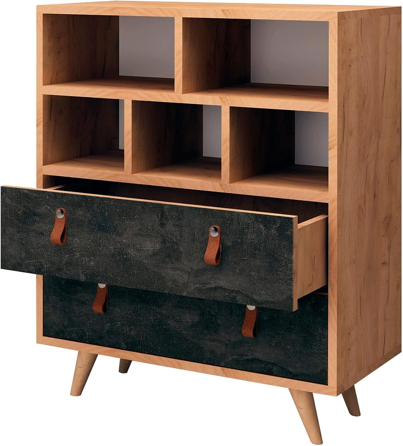 WELL HOME MOBILIARIO & DECORACIÓN WellHome Yukon Furniture Dark Oak with 100% Agglomerate Board in Melamine Rejected Black Brown
