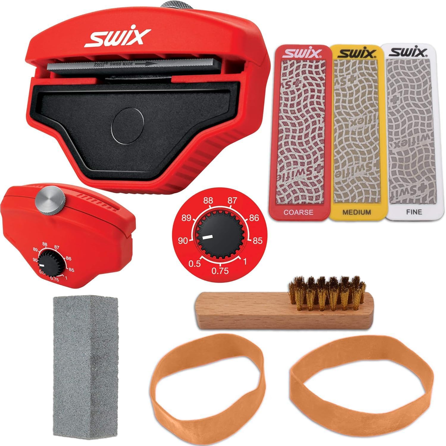 RaceWax Multi Edge Kit 80mm - Three Diamond Stones for Ski Base and Side with Gummi & More - (ZL-7033)