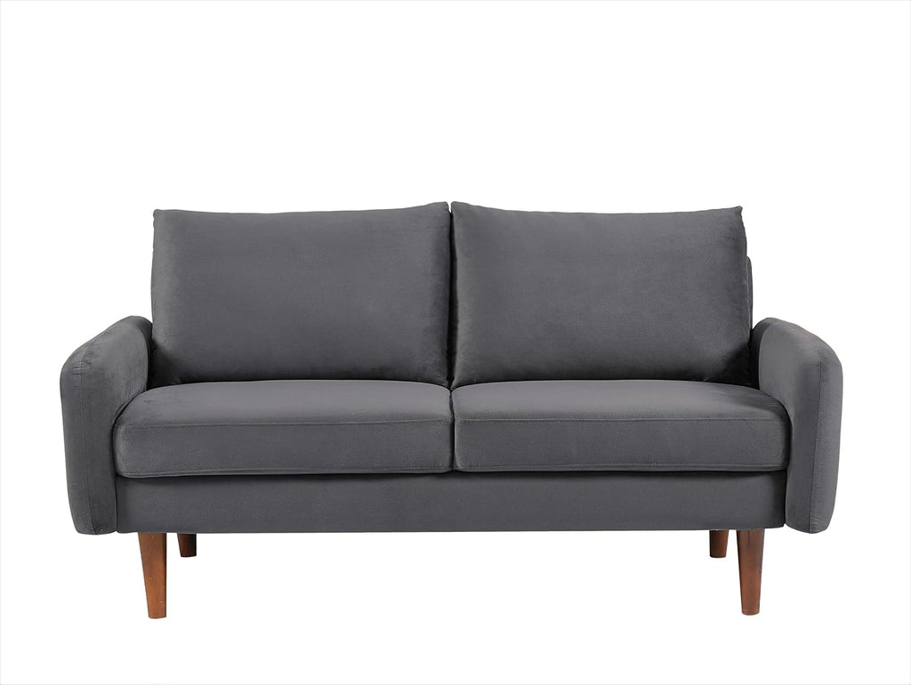 Container Furniture Direct Kent Velvet Loveseat Sofa for Modern Living Rooms and Compact Spaces, Comfy 2 Seater Couch Studio Apartment Furniture with Sleek Design, Grey