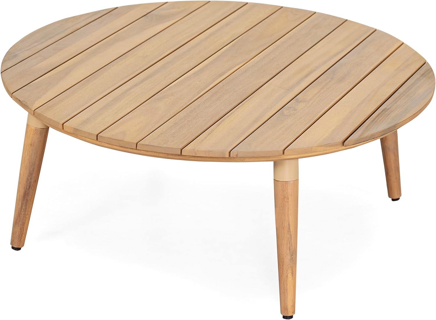 Christopher Knight Home Lalina Outdoor Coffee Table, Acacia Wood Accent Table with Slatted Panel Design, Round Patio Table for Garden Porch Balcony, Low Maintenance Outdoor Furniture, Natural