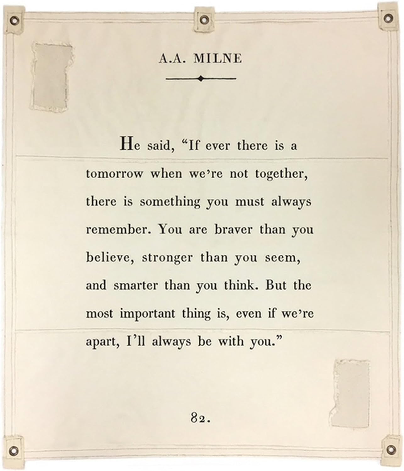 Sugarboo 'A.A. Milne' Handmade Canvas Wall Hanging Tapestry With Quote - 46 x 57 Inches - for Bedroom, Kitchen, and Living Space Décor