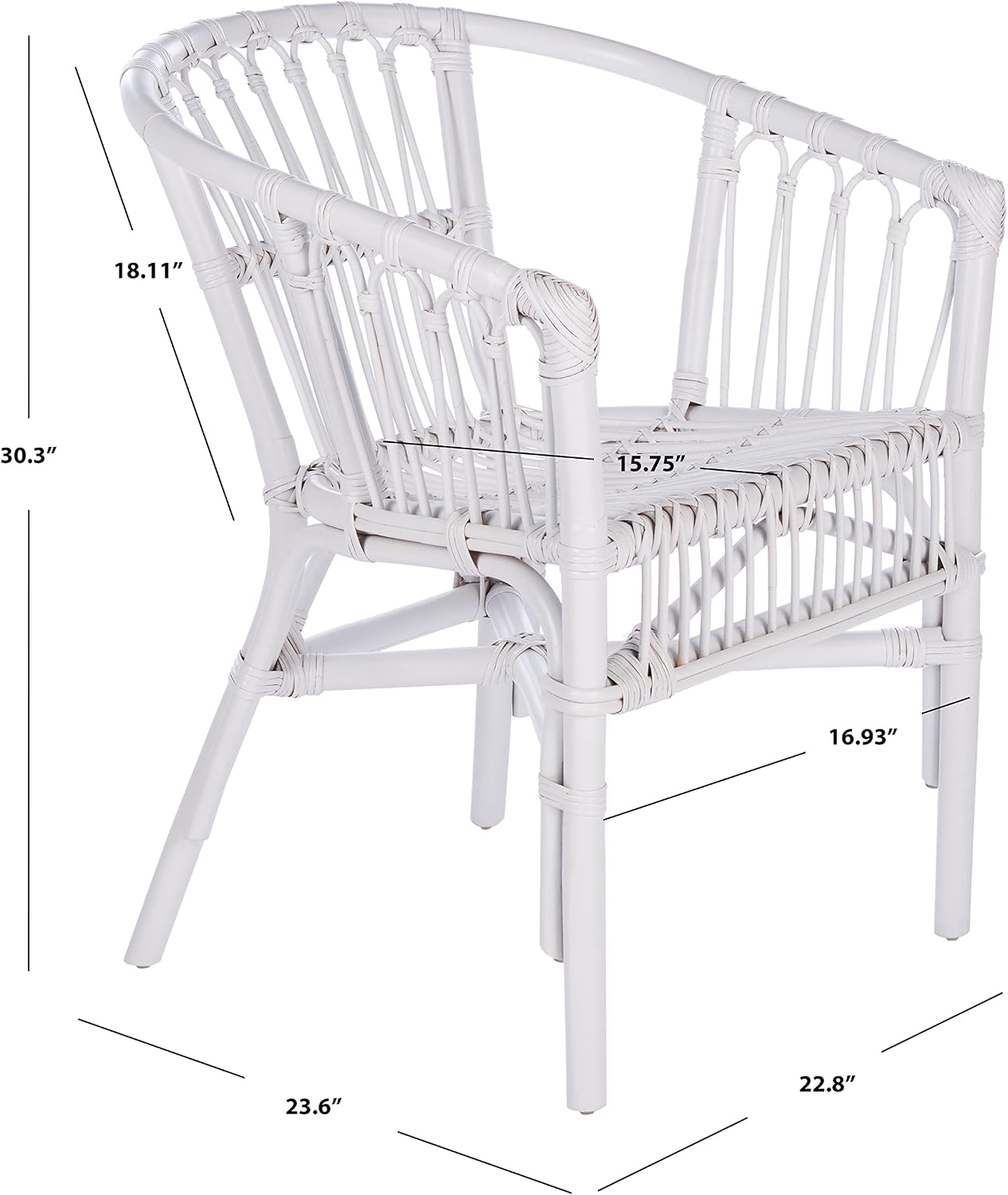 Safavieh Home Adriana Coastal White Rattan (Set of 2) Accent Chair (ACH6505B-SET2)