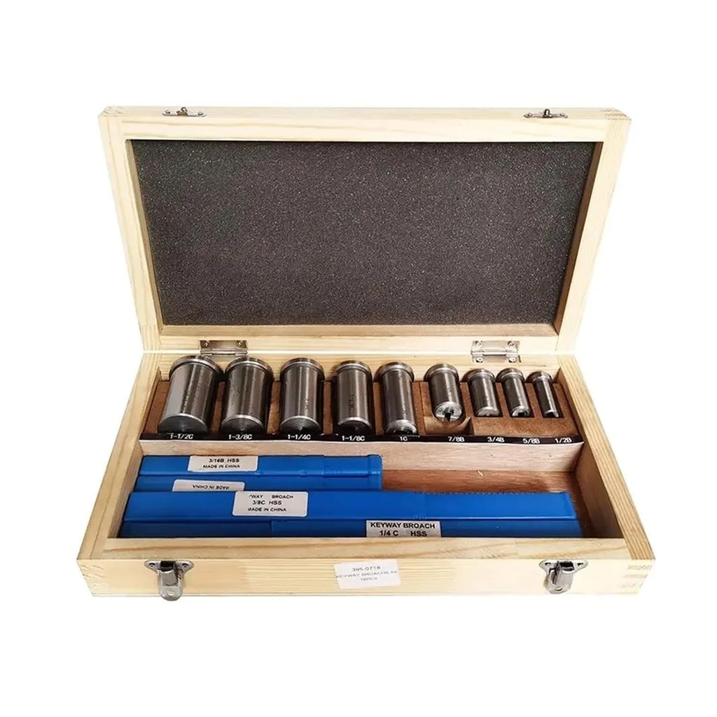 Keyway Broach Kit 18pcs CNC Keyway Broaches Set Bushing Shim Set 1/2-1-1/2 Broaching Tool Inch Sized High Speed Steel Cutting Tool