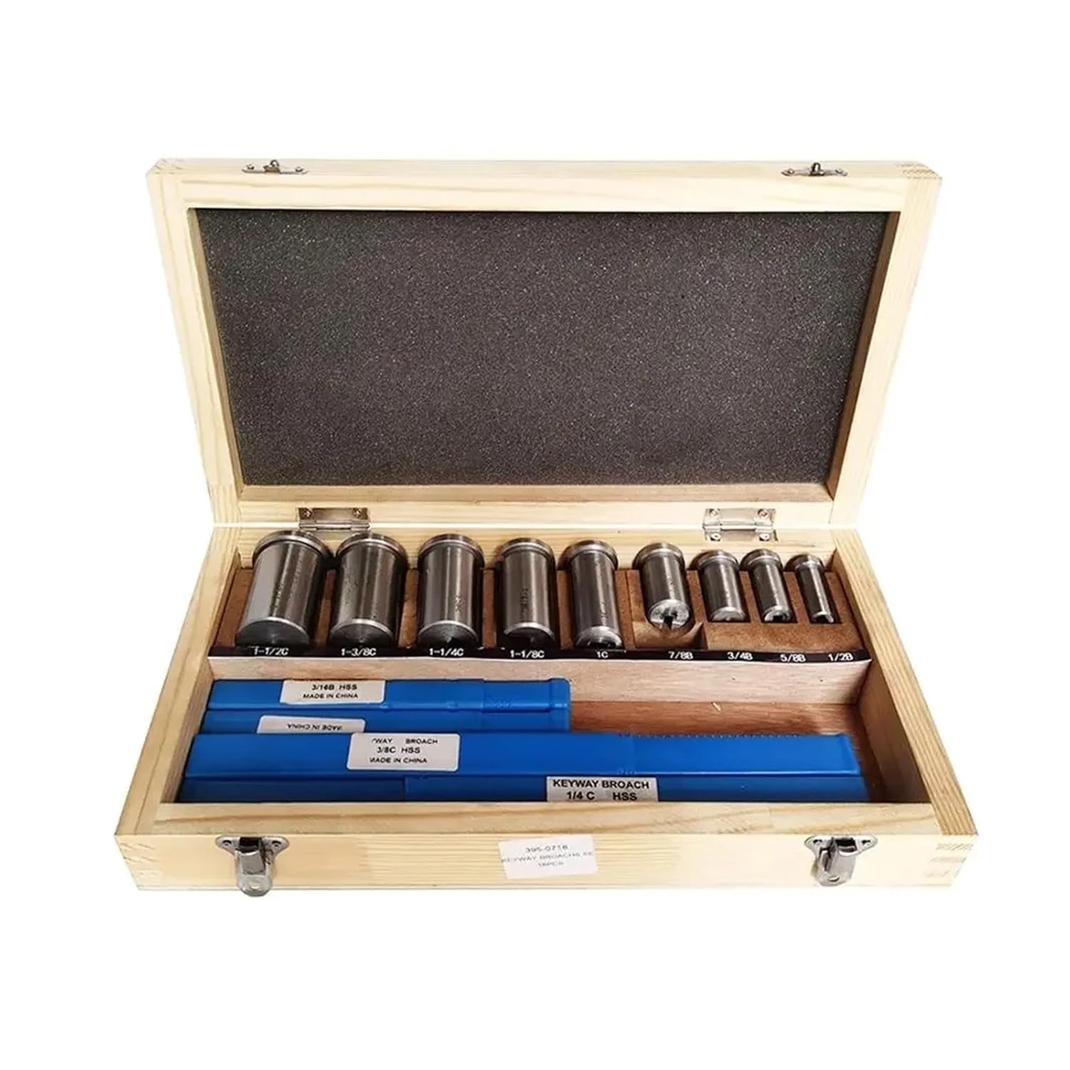 Keyway Broach Kit 18pcs CNC Keyway Broaches Set Bushing Shim Set 1/2-1-1/2 Broaching Tool Inch Sized High Speed Steel Cutting Tool