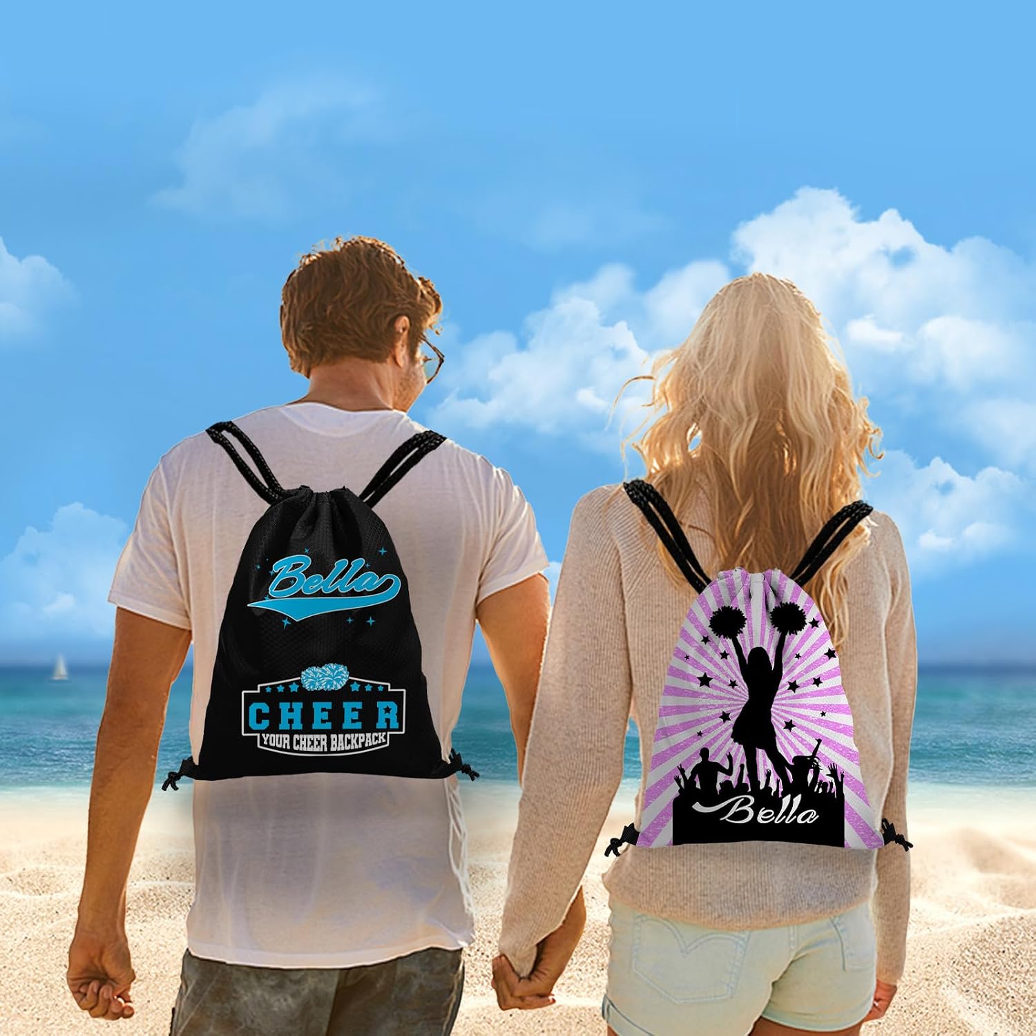 Custom Drawstring Backpack with Name Personalized Bulk Ballet Beach Draw String Bags for Small Business Swim Sport Camping Vacation Travel Gym Men Women-20 PCS