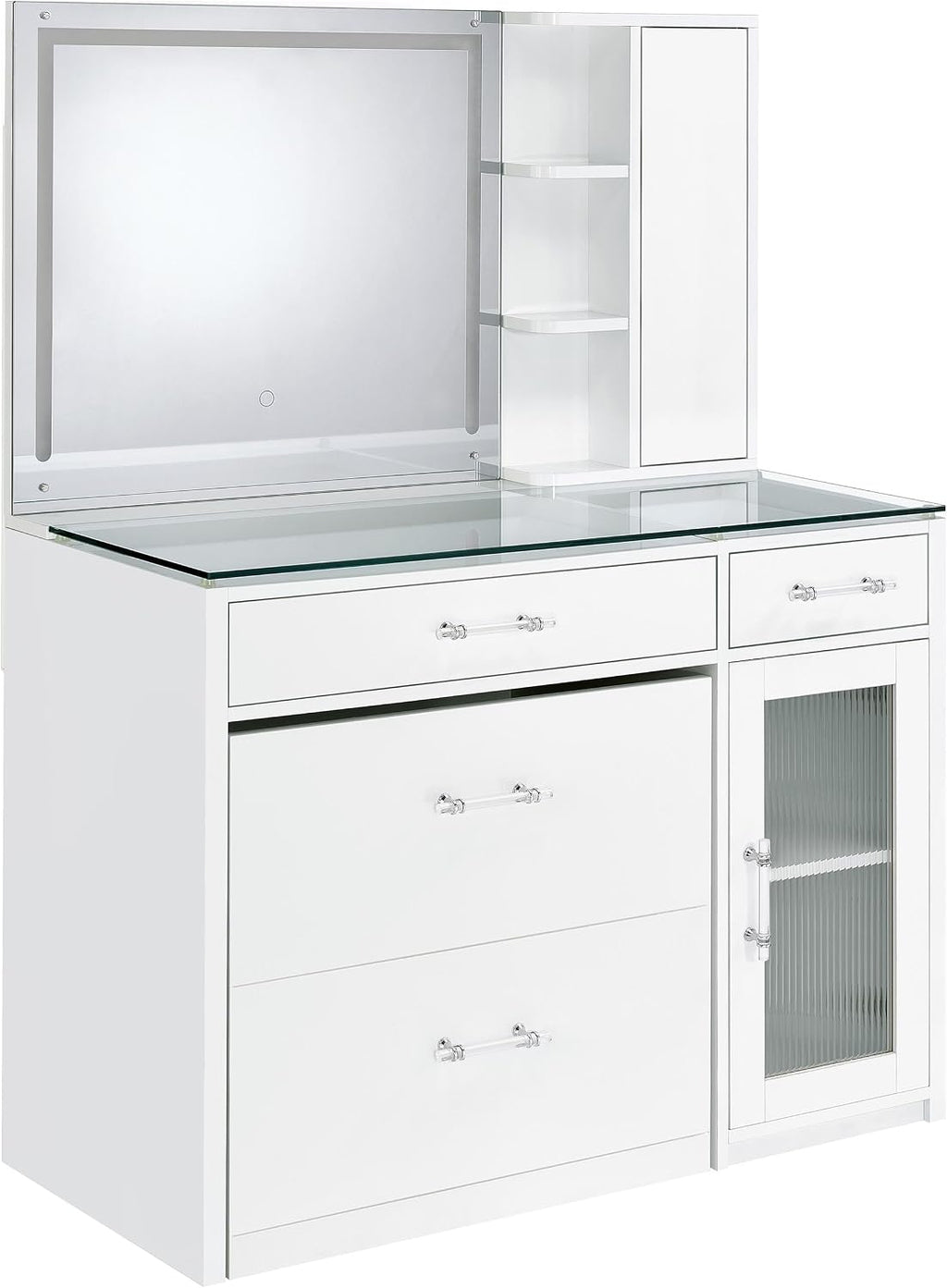 Coaster Home Furnishings Flora 2-Drawer Vanity Set with Led Mirror White High Gloss