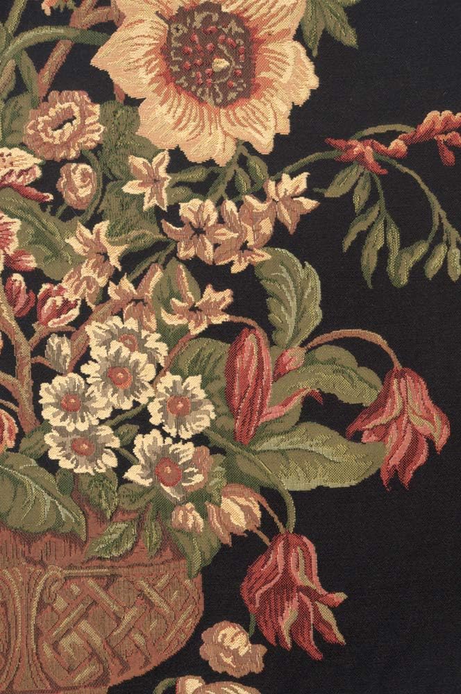 C Charlotte Home Furnishings Inc Century Floral Black European Tapestry Wall Hanging | Viscose Cotton and Polyester Blend Wall Art | 36 in. x 27 in | Home Decor Accents | Inspired by Famous
