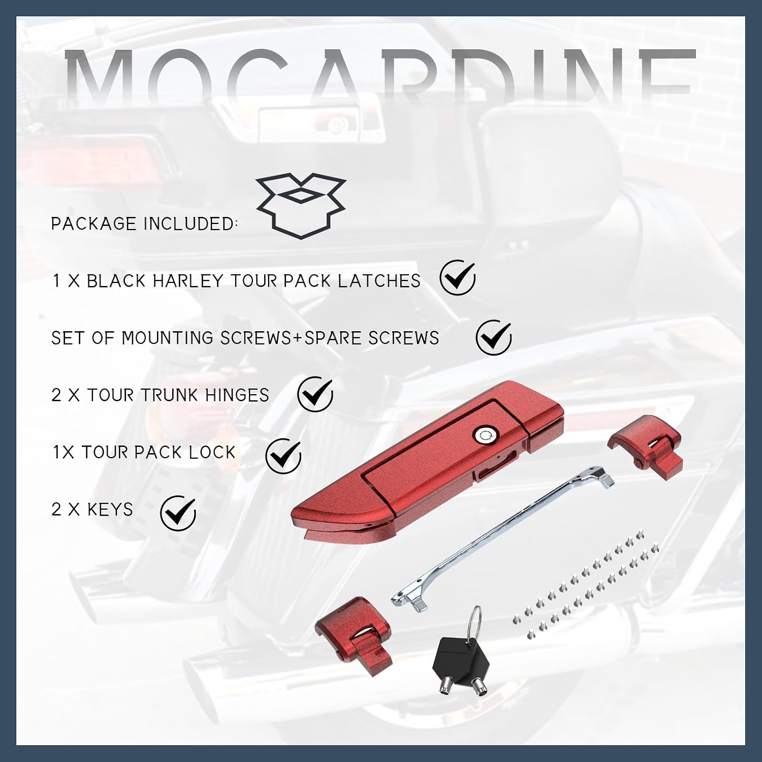 Tour Pack Latches,Tour Pack Trunk Lid Latch with Keys Fit for Harley Touring/Road King/Road Glide/Street Glide/Electra Glide/Ultra-Classic 2014+ Hard Candy Hot Rod Red Flake