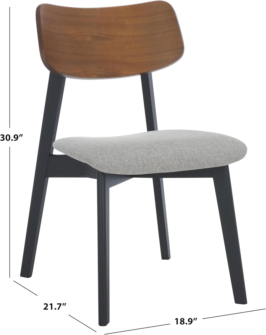 SAFAVIEH Couture Collection - Divya Walnut & Light Grey Dining Chair Set of 2, Mid-Century Modern Wood & Linen Upholstered Accent Chairs (SFV6710A-SET2)