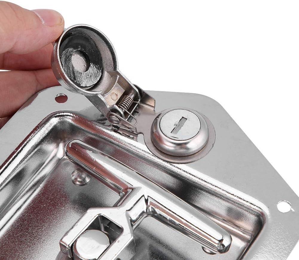 4pcs Tool Box Latch, Stainless Steel T-Handle Latches Tool Box Locks with Keys and Gasket Folding T-Handles Latch Heavy Duty Flush Mount Handle Latch for RV, Camper,Toolbox,Truck Trailer (4)