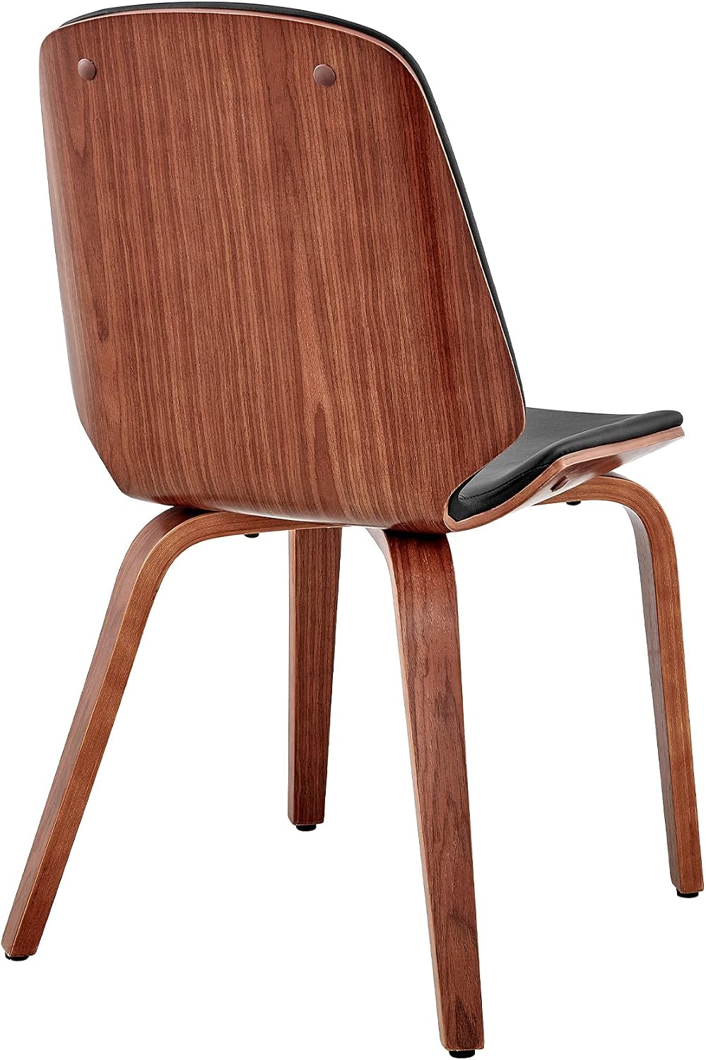 Armen Living Brinley Faux Leather Wood Dining Room Accent Chair, Black/Walnut 19 x 33 x 22