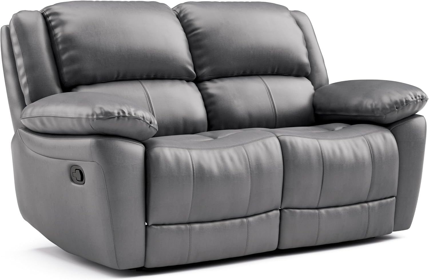 Furniture of America Sorin Modern Leather Recliner Loveseat with Pillow Armrests and High Density Foam, Reclining Sofa, Comfortable Couch for Living Room, Office, FSC Certified, Dark Gray