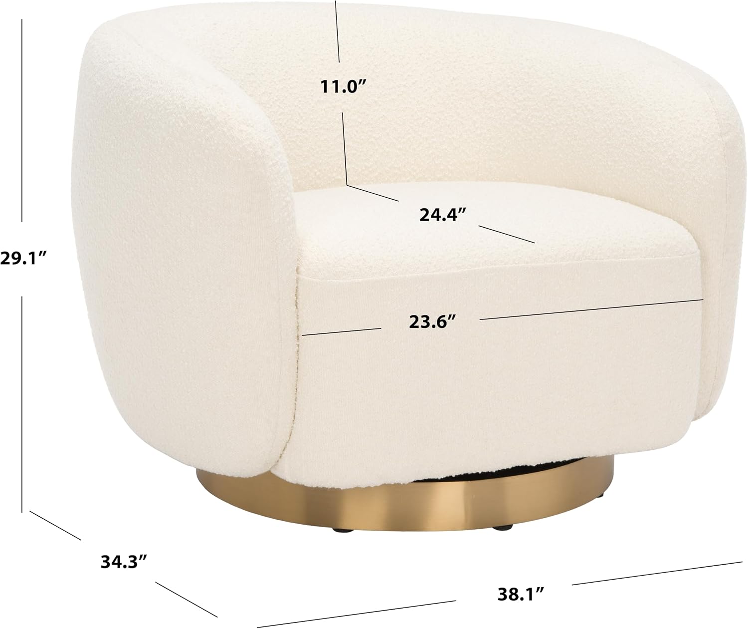 SAFAVIEH Couture Collection Bernard Ivory/Gold Boucle Swivel Accent Chair (Fully Assembled)