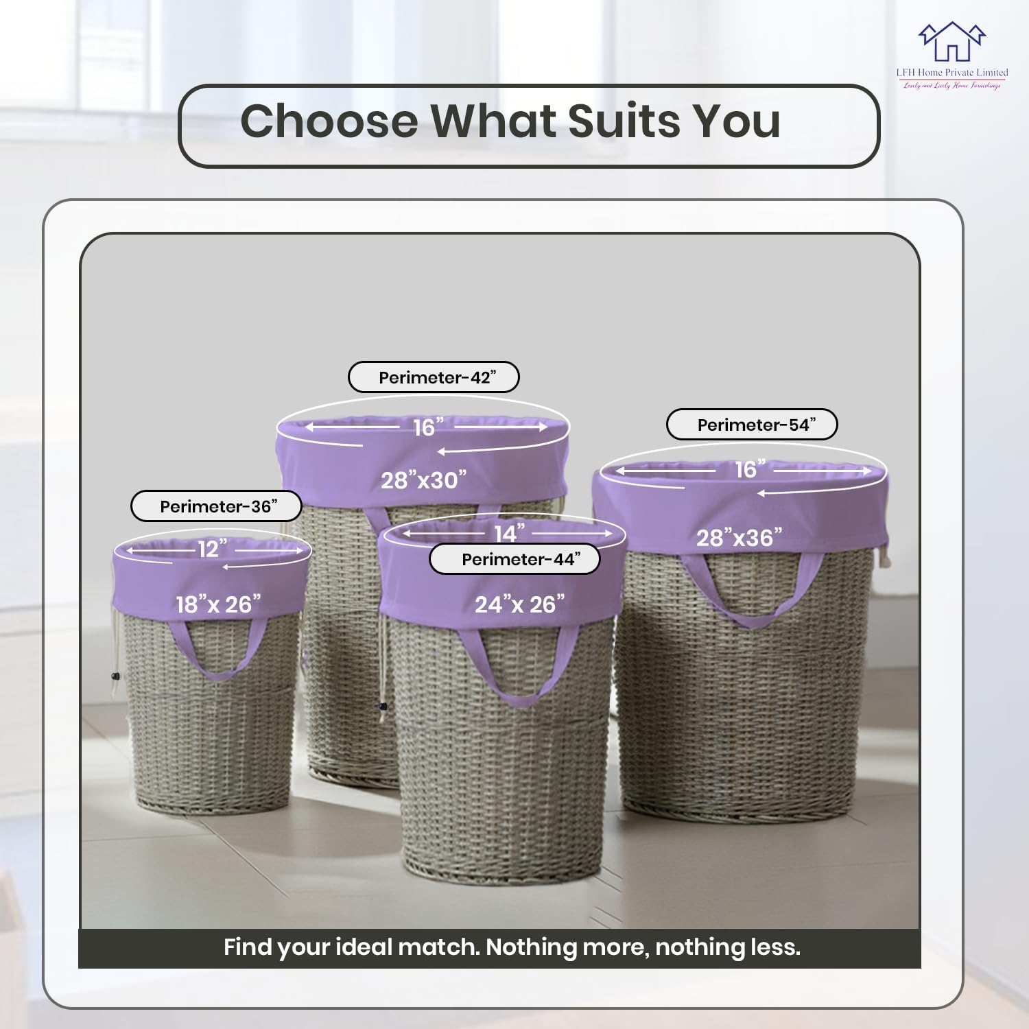 LFH Home Cotton Rich Large Premium Canvas Laundry Bag, Heavy Duty Washable Laundry Hamper with Drawstring & Handles, Multi-Use Clothes Storage for Home, Travel & College 18'x26' (Pack of 6) - Lavender
