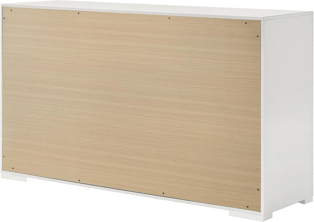Coaster Home Furnishings - Ives - Wood - 6-Drawer Dresser with Contemporary Style, Tile Emboss, Felt-Lined Top, Metal Handles, Metal Extension Glides - Bedroom - White High Gloss - 224943