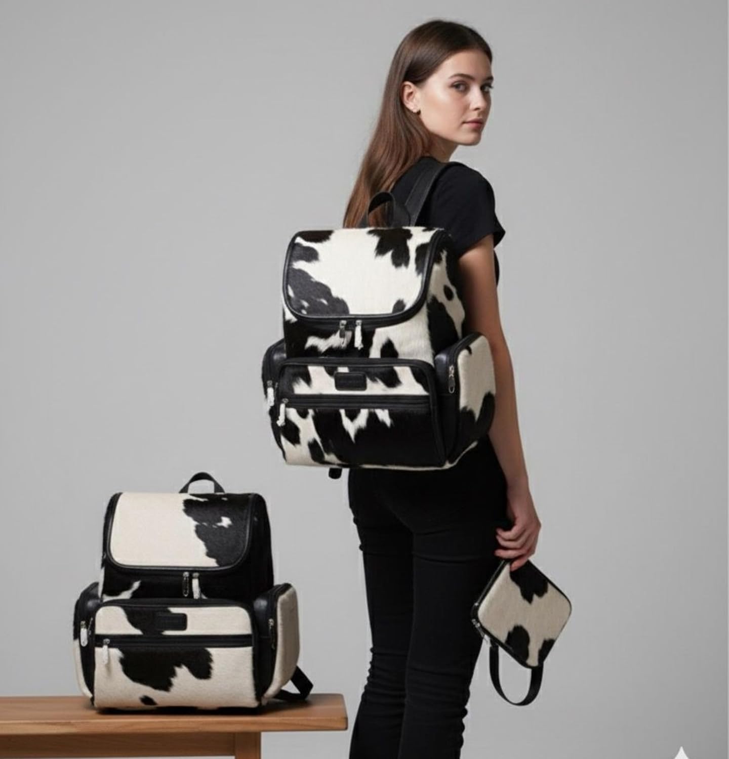Leather Cowhide Backpack | Traveling Backpack Leather is for both Men and Women Special designed for, sports, Gym, black and white