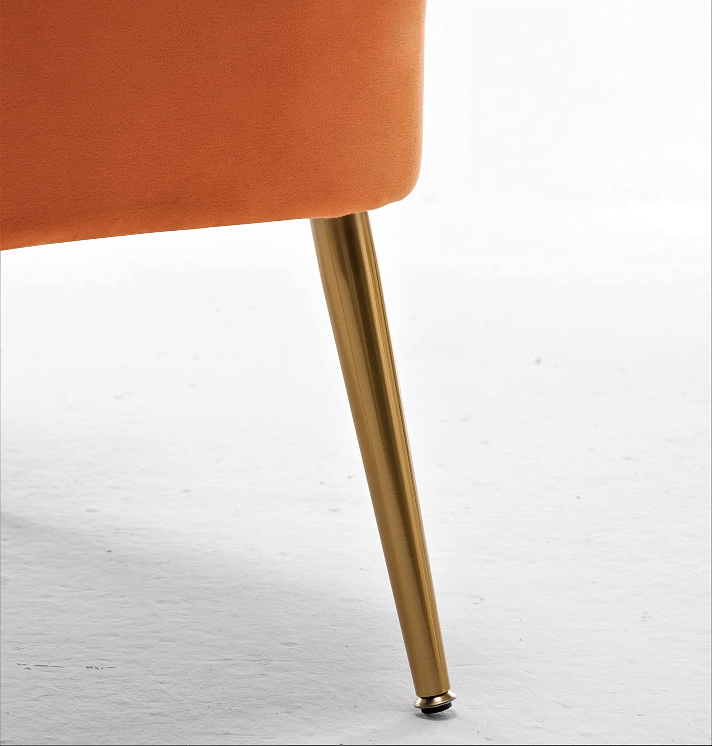 Container Furniture Direct Modern Velvet Accent Chair for Living Room, Bedroom, or Entryway, Stylish and Comfortable Armless Design with Metal Legs, Orange Red