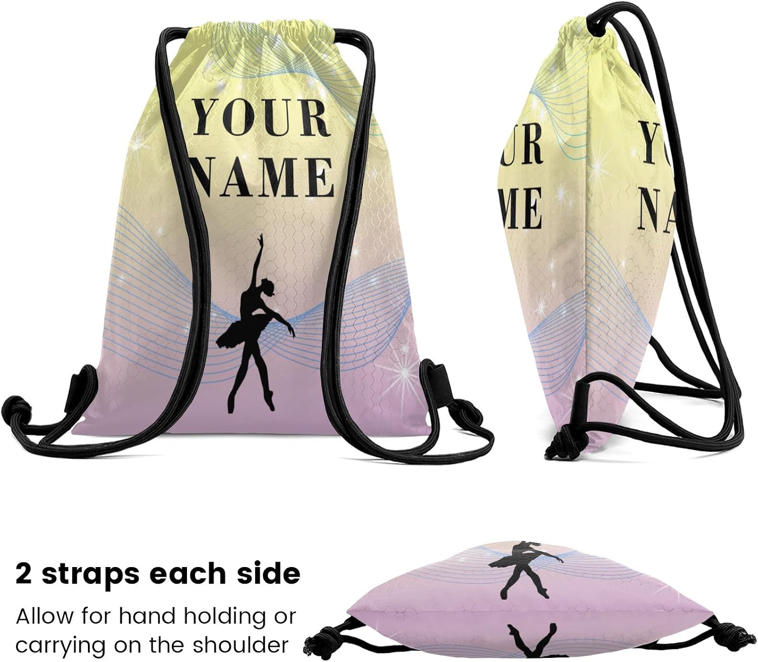 Custom Drawstring Backpack with Name Personalized Bulk Soccer Beach Draw String Bags for Small Business Swim Sport Camping Vacation Travel Gym Men Women-20 PCS