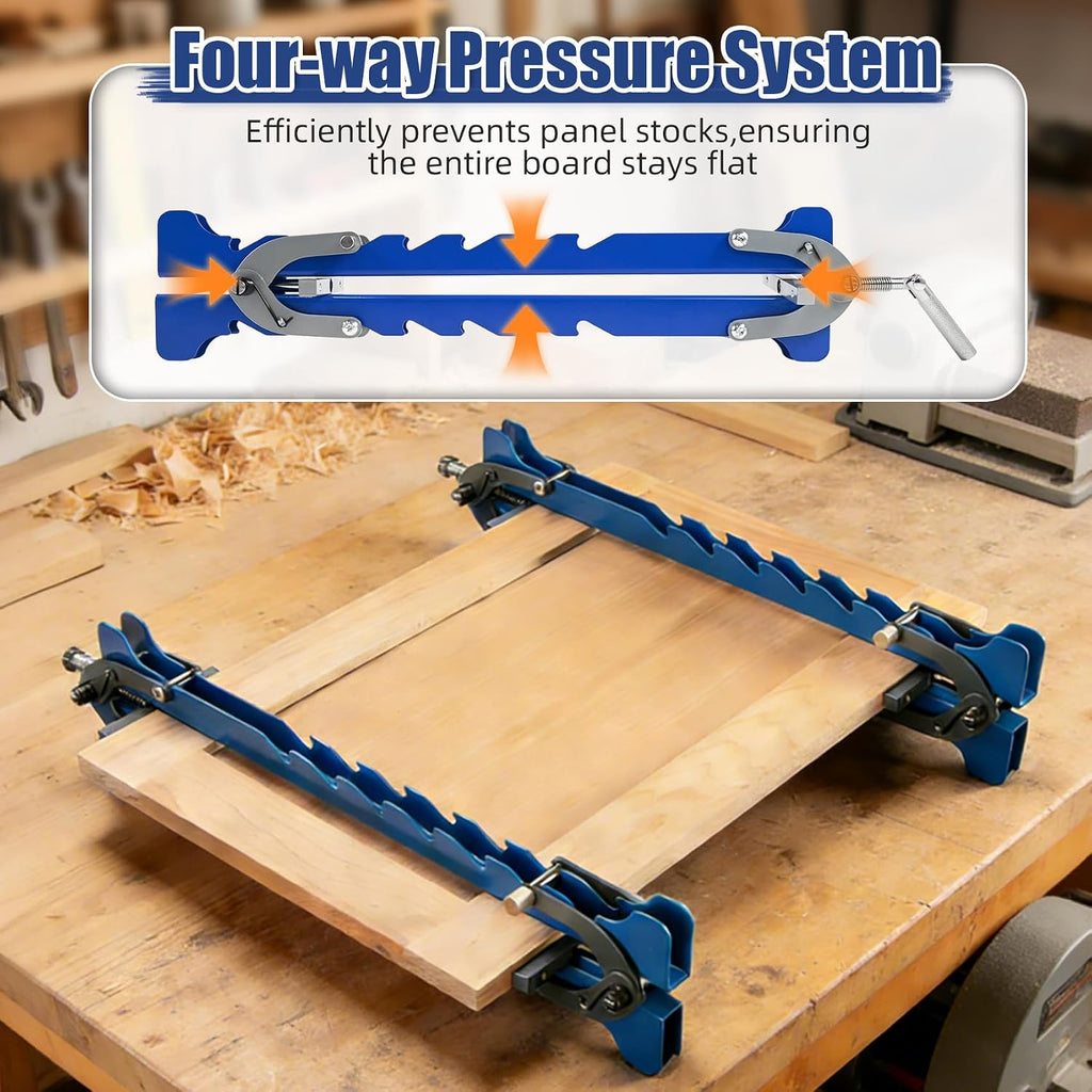24in 4-Way Pressure Panel Clamps 2 Pack, Woodworking Clamp with Storage Rack, Fits 1/2''-1-1/2'' Thick & 5-1/2'-16'' Wide for Cutting Boards & Small Woodworking Projects