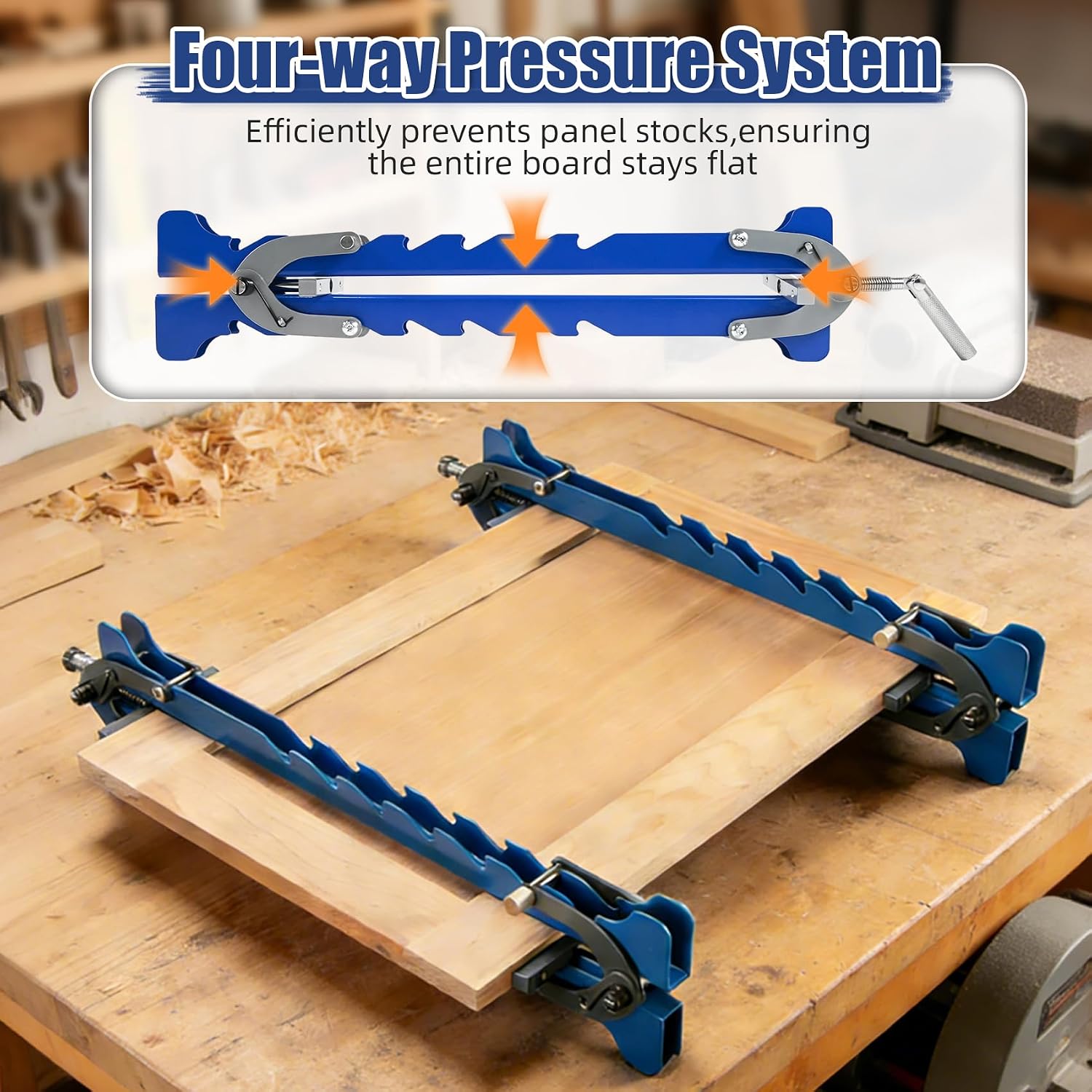 24in 4-Way Pressure Panel Clamps 2 Pack, Woodworking Clamp with Storage Rack, Fits 1/2''-1-1/2'' Thick & 5-1/2'-16'' Wide for Cutting Boards & Small Woodworking Projects