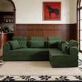 KEIKI 6-in-1 Folding Convertible High Back Sofa Sleeper, 106' Oversized Modular Sectional Corduroy Upholstered L Shape Couches for Living Room, Premium Foam for Contemporary Family Room, Green