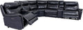 Furniture of America Pawona 135.5 inches Leather Upholstered Power Recliner Sectional with Cup Holders, Storage Console and USB Charger for Living Room, Home Office, Dark Navy
