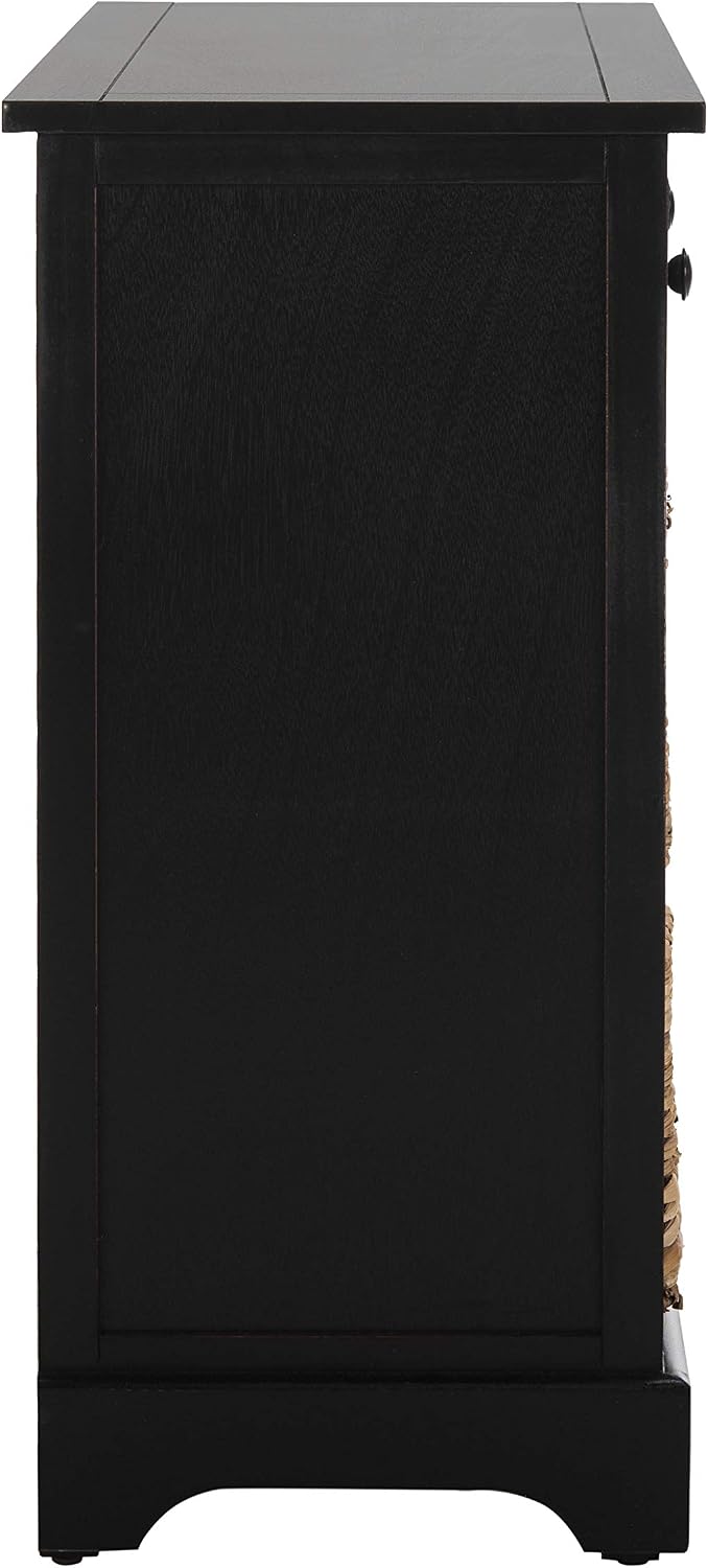 SAFAVIEH Furniture - Herman 2-Drawer Storage Unit - Distressed Black - Solid Wood - Classic Storage Design - Ideal for Living Room, Entryway, 29'W x 13'D x 27.5'H - Fully Assembled (AMH5702B)