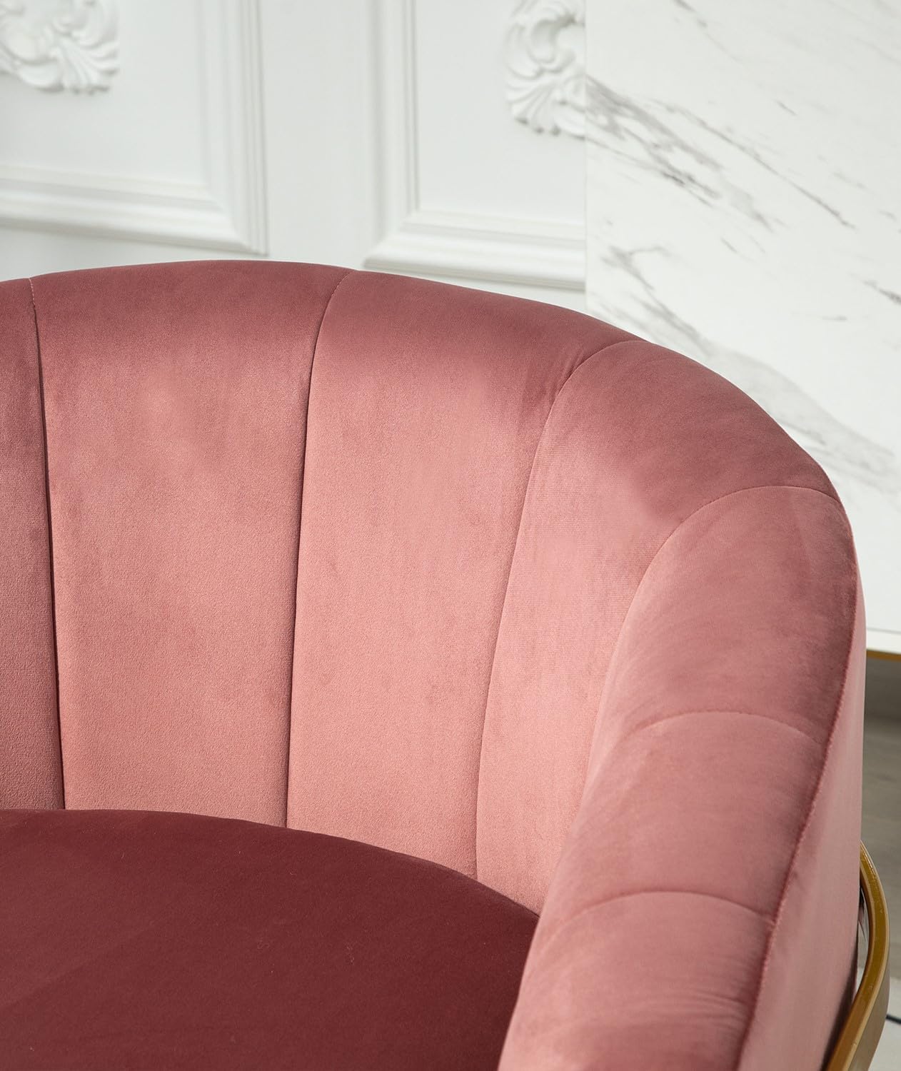 Container Furniture Direct Velvet Modern Accent Armchair - Luxury Gold Frame | Versatile Seating for Living Room, Bedroom, Office, Rose