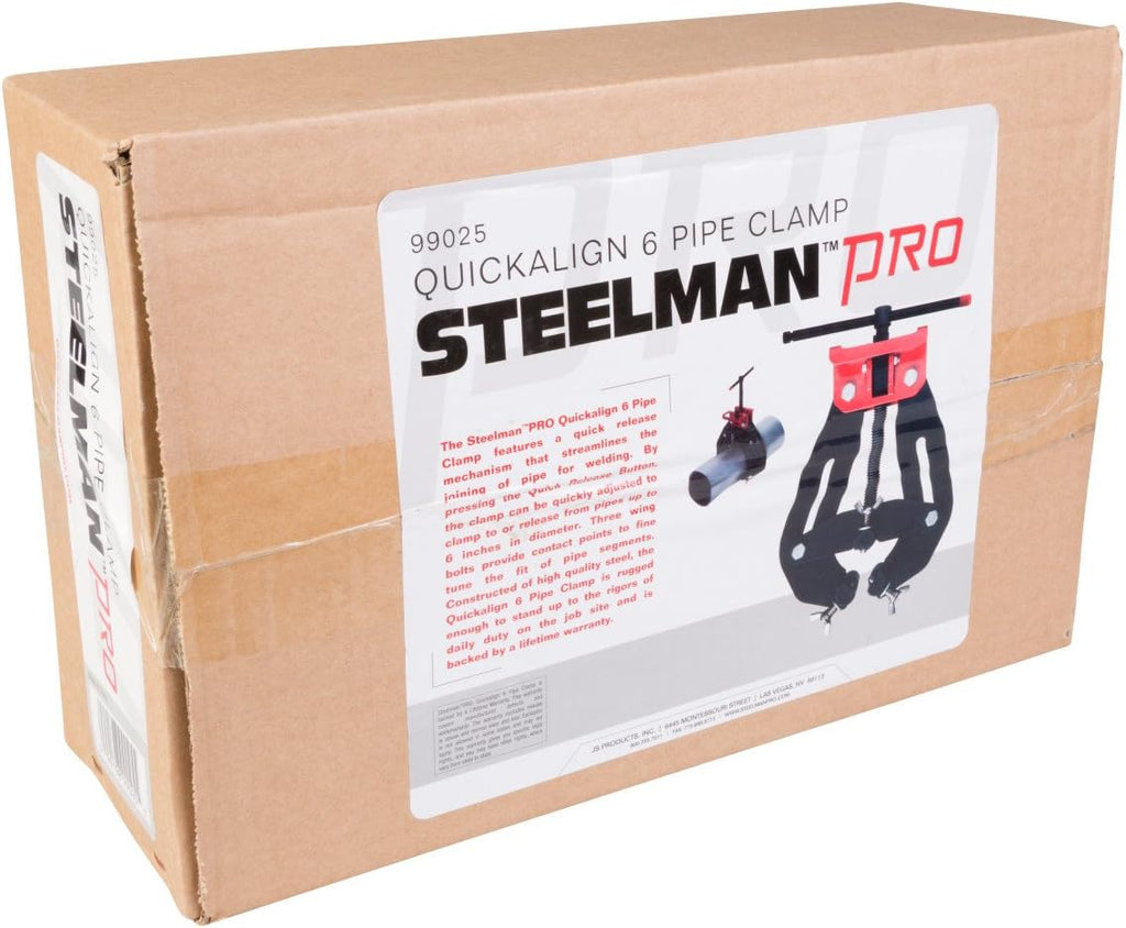 Steelman 6-inch Ultra Clamp Pipe Clamp for Welding, 2 to 6-inch Pipes, Quick-Release Button, T-Handle Rapid Adjustment, Pipe Alignment Tool