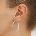 Classic 10K White Gold Hoop Earrings - Shiny Polished Plain Round Gold Hoops for Women and Men