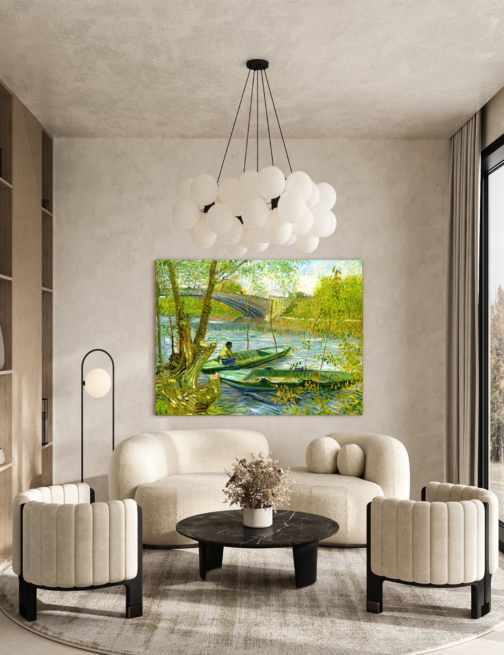 DECORARTS - Vincent Van Gogh Fishing in the Spring, Pont de Clichy Wall Art, Large Giclee Canvas Print Gallery Wrapped Van Gogh Art 40x30, Made in USA