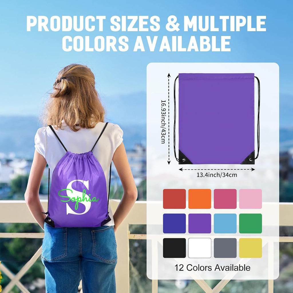 100 Pack Custom Drawstring Backpacks–Personalized Gym Backpack with Initials Name–Drawstring Bags for Climb Swimming Travel Beach Party Club(Multi-Color)