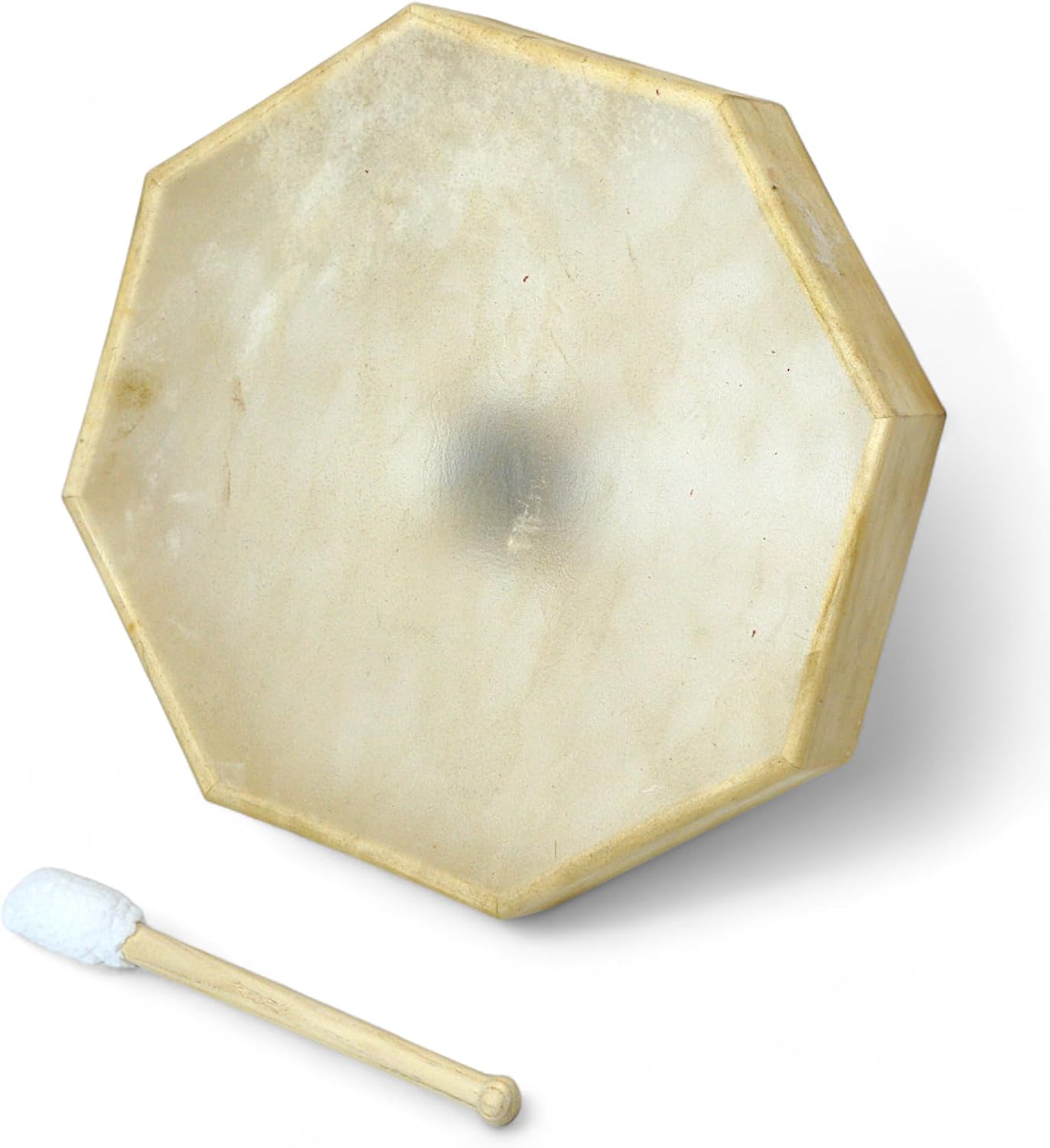 GMP Traditional Frame Drum/Bodhran with Handle | Natural Goatskin Head, Comes with Wood and Leather Mallet (18' Octagon)
