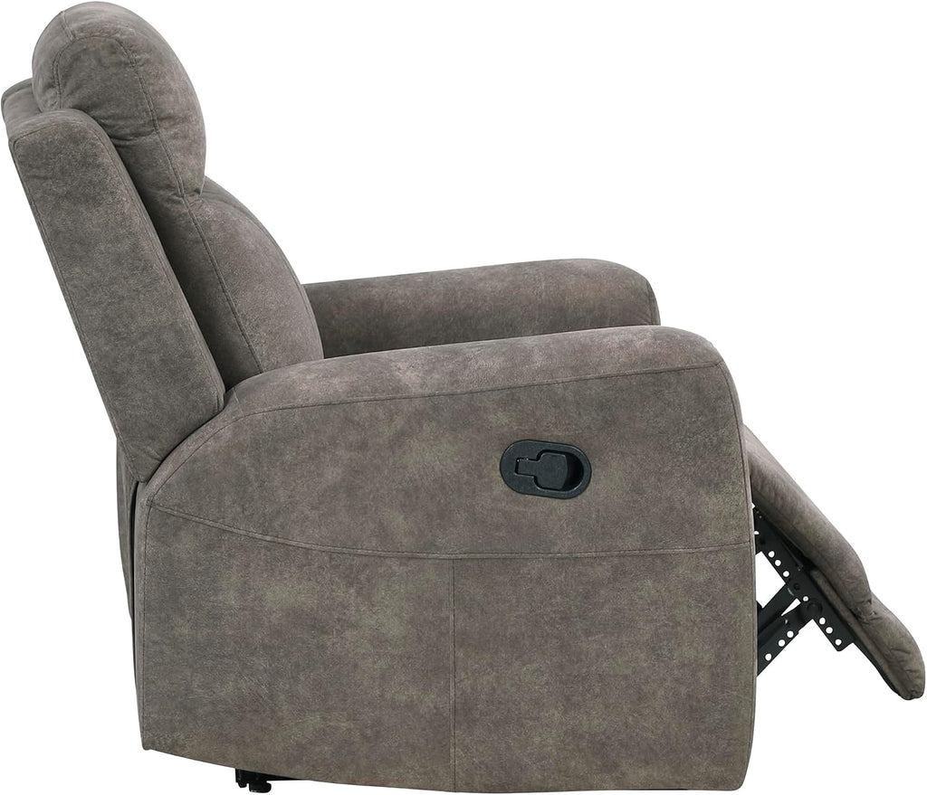 Lexicon Manual Recliner Chair, Textured Microfiber Reclining Sofa Chair, Home Theater Seating, Wall Hugger, Track Arms, Manual Recliner for Living Room/Office/Apartment, Easy Assembly, Brown
