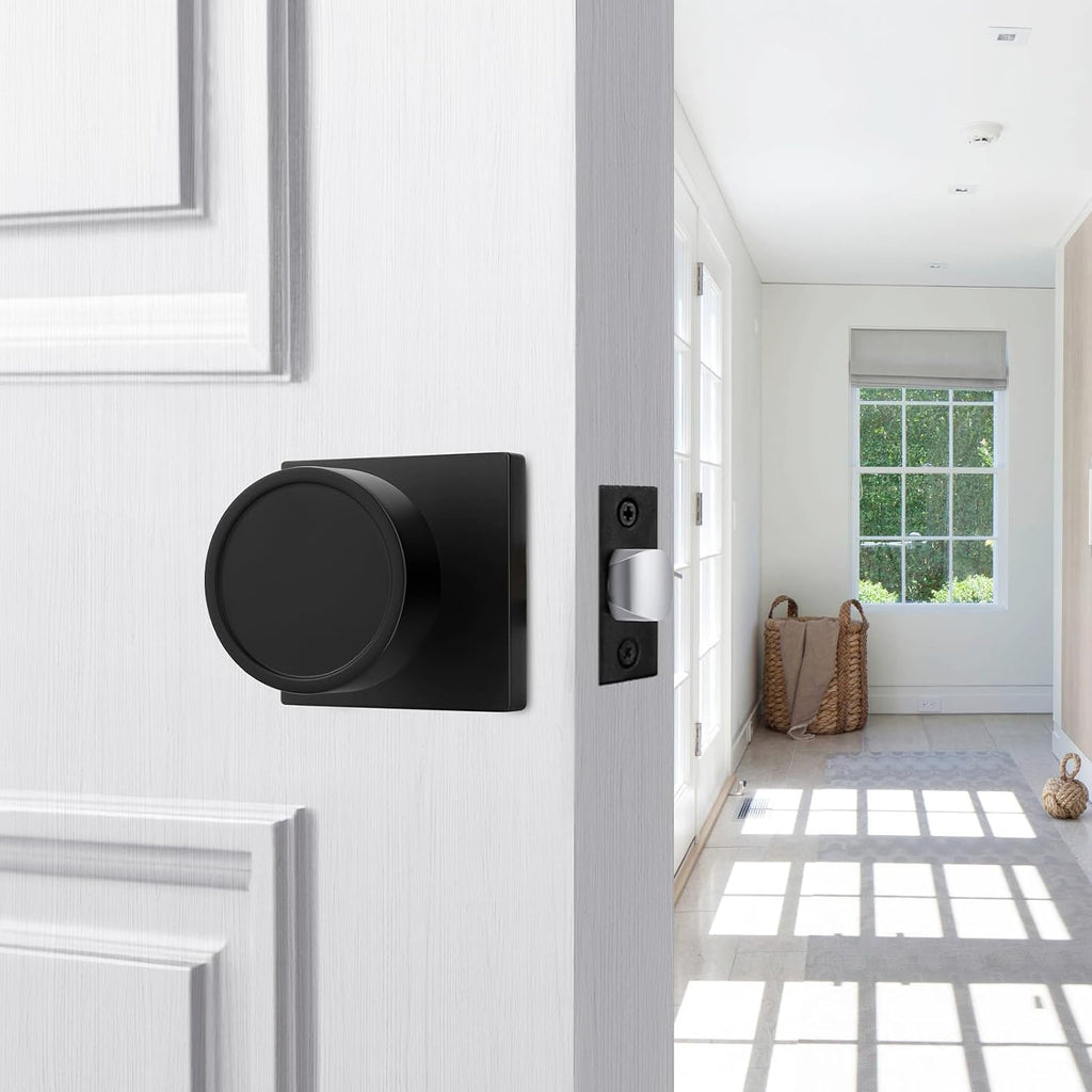 Goldenwarm Matte Black Door Knobs Passage, Closet Door Knob Zinc Alloy, Contemporary Black Interior Door Knobs for Hallway, 5 Pack