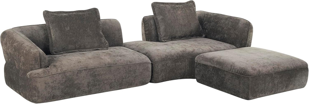 Christopher Knight Home Zacha 121' Modular L-Shape Sofa Couch with Chaise Lounge, Modern Boneless Sofa for Living Room, Fabric Upholstered Cloud Couch with Deep Seat, Dark Brown