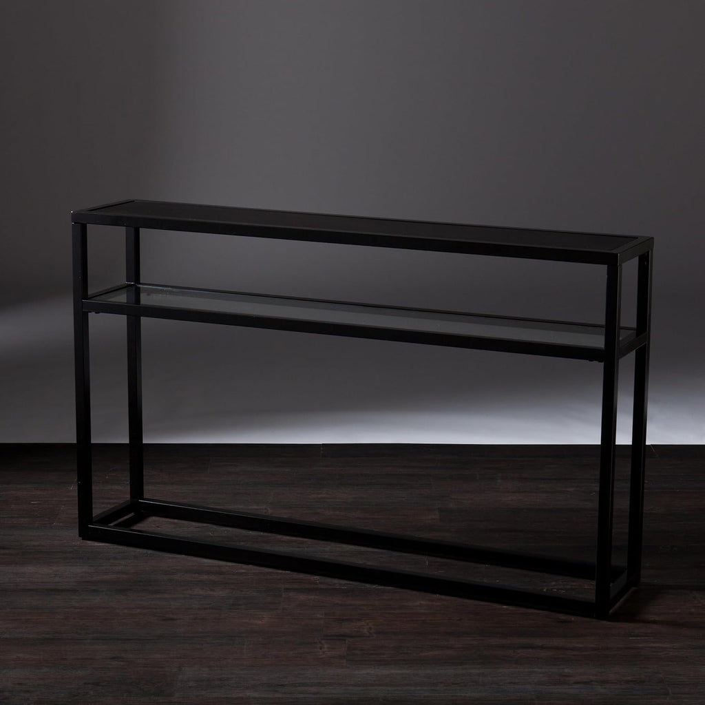 SEI Furniture - Holly & Martin Baldrick Console Table - Black - Transitional Design, Glass and Wood - Ideal for Entryway, Living Room (CK7683)