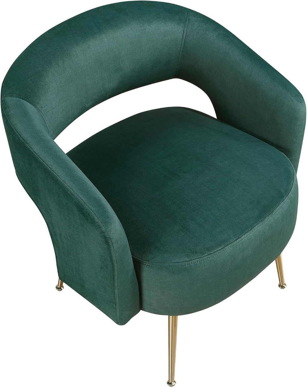 Lexicon Mid-Century Modern Velvet Accent Chair with Open Back, Gold Metal Legs, Upholstered Curved Barrel Armchair for Living Room/Bedroom/Office, Easy Assembly, Dark Green